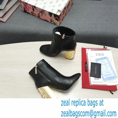 Dolce  &  Gabbana Heel 10.5cm Leather Ankle Boots Black with DG Karol Heel 2021